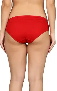 SheBAE Panties for Women's High Coverage Bikini Underwear Mid Waist Solid Cotton Briefs for Girls  Adults with Ultrasoft Waistband (XL, Red)-thumb3