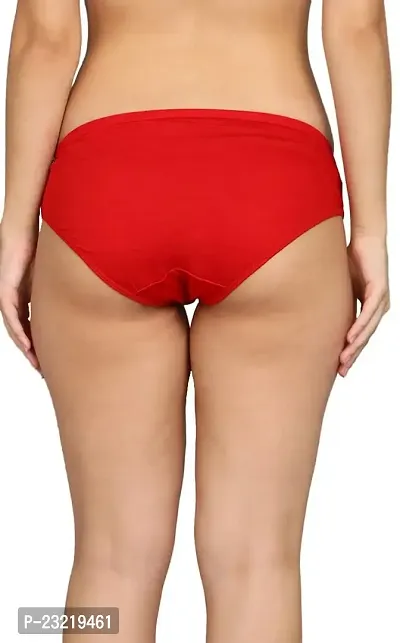 SheBAE Panties for Women's High Coverage Bikini Underwear Mid Waist Solid Cotton Briefs for Girls  Adults with Ultrasoft Waistband (XL, Red)-thumb4