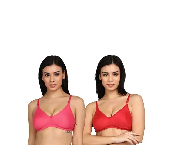 SheBAE Women's Blend Non-Padded Wirefree T-Shirt Bra Combo for Every Day Daily Use