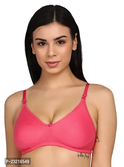 SheBAE Girls Non-Wired - Full Front Coverage Non-Padded Womens Innerwear Every Day Bra for Daily Use Cotton Undergarments - Pink/Size 30