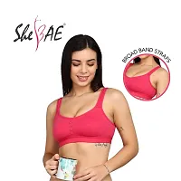 SheBAE Cotton Multicolour Sports Bra Combo for Girls  Women Non-Padded Wire Free (Pack of 2, Cup Size B) (34, Blue+Pink)-thumb2