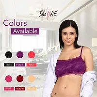 SheBAE Women Fancy Lace Padded Cropped top, Removable Pads Non-Wired Everyday Use Bra Bralette for Girls, Daily use Undergarments - Size 36 /Purple Color-thumb3