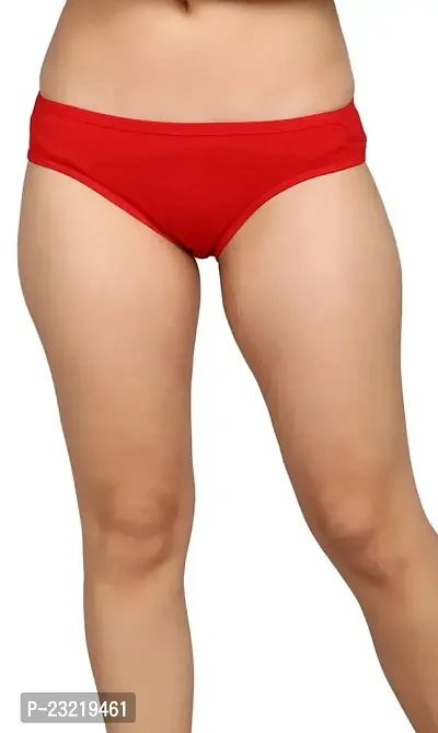 SheBAE Panties for Women's High Coverage Bikini Underwear Mid Waist Solid Cotton Briefs for Girls  Adults with Ultrasoft Waistband (XL, Red)