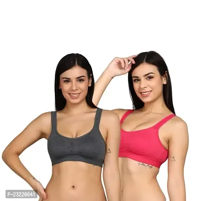 Pearl's Women's Everyday Cotton Padded Sports Bra for Gym/Running/Workout  Full Support | Wirefree | Full Coverage Pack of 3