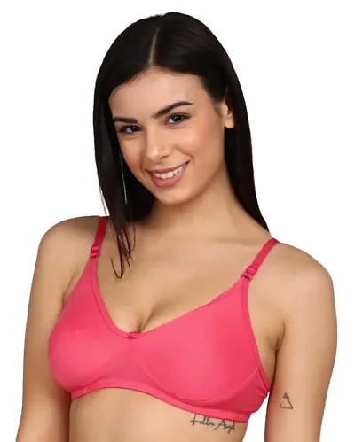 SheBAE Plain Mould Women's Undergarments Non-Wired Non-Padded Elastane Stretch Full Front Coverage Everyday Bra for Women Girls with Adjustable Straps Daily Use