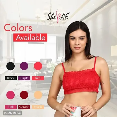 Buy SheBAE? Female Bra (Girls Cropped top) Removable Padded Full Coverage  Excellent Fitting Fancy Lace Design Everyday Use Bralette Bra for Women  Adults Hook-Free Daily Undergarments -Size 34-Red Online In India At