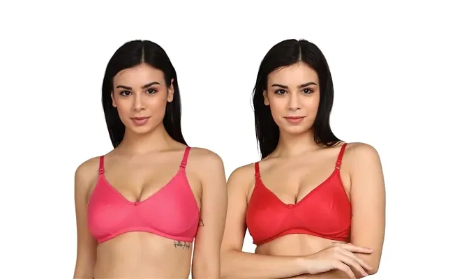 Buy Hothy Women Red Cotton Blend Pack Of 6 Non Padded Bra (32B