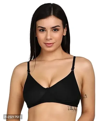 SheBAE Girls Non-Wired - Full Front Coverage Non-Padded Womens Innerwear Every Day Bra for Daily Use Cotton Undergarments - Black/Size 36
