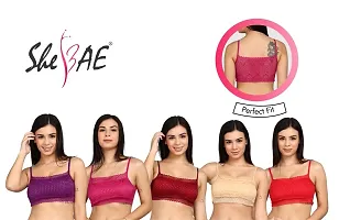 SheBAE Bralette Women's Cropped Top Bra for Girls with Removable Pads Lace Combo Pack of 5-thumb1