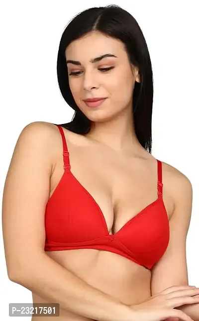 SheBAE Super Full Front Coverage Low Cut T-Shirt Everyday Bra for Womens  Girls - Cotton, Padded, Wire Free  Daily Use Undergarments Size - 34 /Red Color