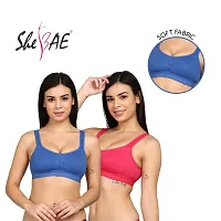 SheBAE? Girls Cotton Full Coverage Non-Padded Wire Free Gym Workout Sports Bra for Women Multicolour Combo (Pack of 2)-thumb1