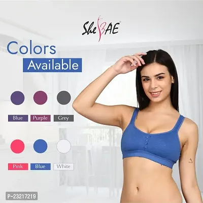 SheBAE Blue Color Pro-Active Women  Girls Yoga Bra, Workout Athlete Sports Bra - Cotton - Wireless, Non-Padded, Full Coverage, Everyday - Daily Use/Size - 34B-thumb3