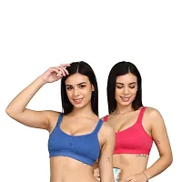 SheBAE? Girls Cotton Full Coverage Non-Padded Wire Free Gym Workout Sports Bra for Women Multicolour Combo (Pack of 2)-thumb4