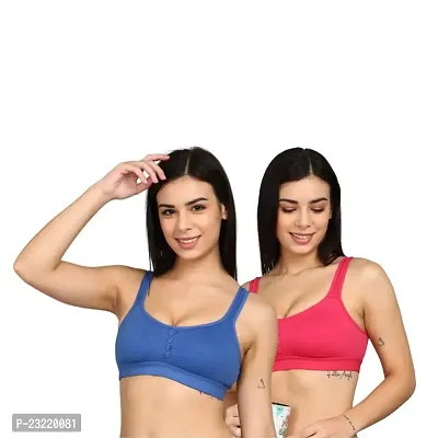 SheBAE? Girls Cotton Full Coverage Non-Padded Wire Free Gym Workout Sports Bra for Women Multicolour Combo (Pack of 2)-thumb5