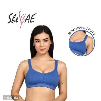 SheBAE? Girls Cotton Full Coverage Non-Padded Wire Free Gym Workout Sports Bra for Women Multicolour Combo (Pack of 2)-thumb5