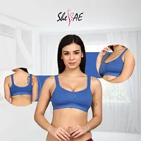 SheBAE Blue Color Pro-Active Women  Girls Yoga Bra, Workout Athlete Sports Bra - Cotton - Wireless, Non-Padded, Full Coverage, Everyday - Daily Use/Size - 34B-thumb1