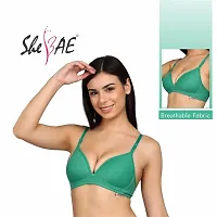 ShrBAE Women's Cotton Padded Wire Free Everyday Bra Combo Pack of 2 (32B, Green+Maroon)-thumb2