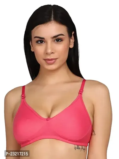 SheBAE Womens Non-Padded Super Cotton Elastane Stretch Full Front Coverage Active T-Shirt Everyday Inner Wear Bra with Wider Straps for Girls Undergarments Daily Use - Pink/Size 30-thumb0