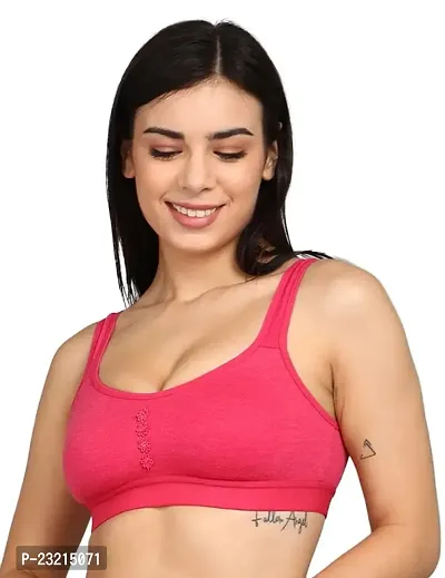 SheBAE Pink Color Women  Girls Yoga Bra, Workout Athlete Sports Bra - Cotton - Wireless, Non-Padded, Full Coverage, Everyday - Daily Use/Size - 34B-thumb0