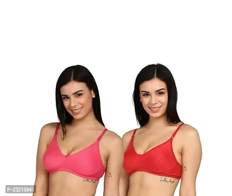 SheBAE Women's Cotton Blend Non-Padded Wirefree T-Shirt Bra Combo for Every Day Daily Use-thumb2