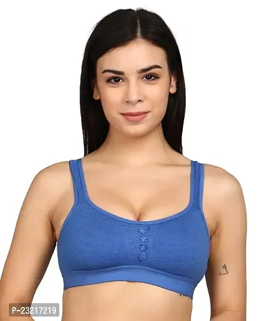 SheBAE Blue Color Pro-Active Women  Girls Yoga Bra, Workout Athlete Sports Bra - Cotton - Wireless, Non-Padded, Full Coverage, Everyday - Daily Use/Size - 34B