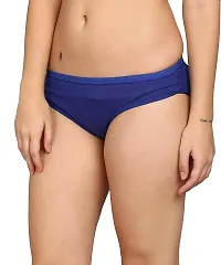 SheBAE Panties for Women's High Coverage Bikini Underwear Mid Waist Solid Cotton Briefs for Girls  Adults with Ultrasoft Waistband (Small, Blue)-thumb2