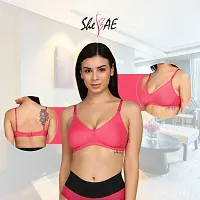 SheBAE Plain Mould Women's Undergarments Non-Wired Non-Padded Cotton Elastane Stretch Full Front Coverage Everyday Bra for Women  Girls with Adjustable Straps Daily Use (Size - 36)-(Pink)-thumb2