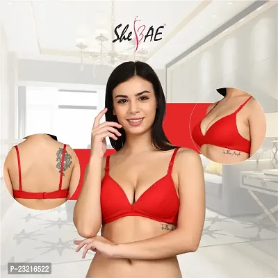 SheBAE Women Cotton Undergarments Padded Non-Wired Regular Everyday Bra for Girls Daily Use Size - 30 / Red Color-thumb4
