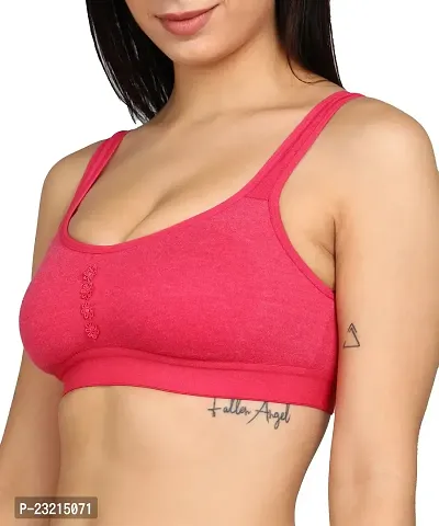 SheBAE Pink Color Women  Girls Yoga Bra, Workout Athlete Sports Bra - Cotton - Wireless, Non-Padded, Full Coverage, Everyday - Daily Use/Size - 34B-thumb4