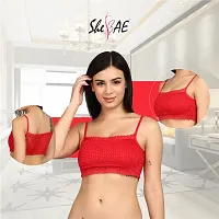 SheBAE Women's Cotton Removable Padded Non-Wired Bralette Bra for Girls with Lace Design, Comfortable Everyday Use Undergarments - Size 32 / Red Color-thumb2