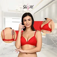 SheBAE Super Full Front Coverage Low Cut T-Shirt Everyday Bra for Womens  Girls - Cotton, Padded, Wire Free  Daily Use Undergarments Size - 32 /Red Color-thumb1