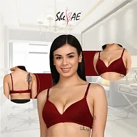 SheBAE Women's Non-Wired Soft Padded Cotton Elastane Stretch Full Front Coverage Everyday Bra for Girls with Adjustable Straps Size - 34 /Maroon Color-thumb2