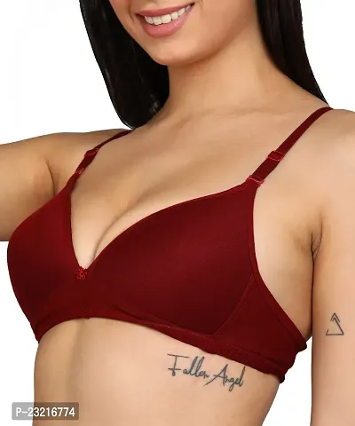 SheBAE Super Full Front Coverage Low Cut T-Shirt Everyday Bra for Womens  Girls - Cotton, Padded, Wire Free  Daily Use Undergarments Size - 30 /Maroon Color-thumb5