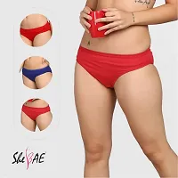 SheBAE Panties for Women's High Coverage Bikini Underwear Mid Waist Solid Cotton Briefs for Girls  Adults with Ultrasoft Waistband (Large, Magenta)-thumb4