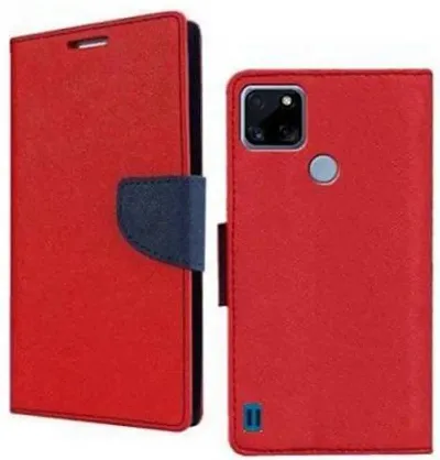 Rahishi Flip Cover Compatible for Realme C25Y Back Cover Soft Silicon Tpu Flip Cover Red