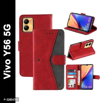 Vivo Y56 5G Flip Cover Rahishi Flip Cover Compatible for Vivo Y56 5G Executive Red, Magnetic Closure-thumb4