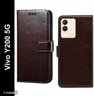 Rahishi Flip Cover Compatible for Vivo Y200 5G Back Cover Soft Silicon Tpu Flip Cover Coffee Brown