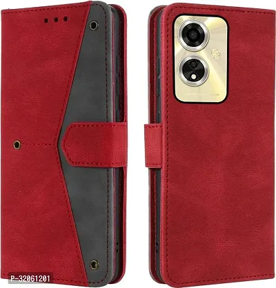 Oppo A59 Flip Cover Rahishi Flip Cover Compatible for Oppo A59 Cover, Executive Red, Magnetic Closure-thumb4