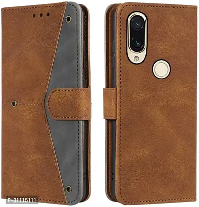 Flip Cover Compatible for Mi Redmi Note 7s Flip Cover Redmi note 7s Back cover Redmi Note 7 pro Flip Cover Redmi note 7s mobile back cover Xiaomi Redmi Note 7s Flip Cover Executive Brown, Magnetic Closure