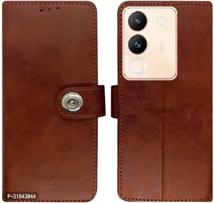 Rahishi Flip Cover Compatible for Vivo Y200 5G Back Cover Soft Silicon Tpu Flip Cover Magnetic Brown-thumb0