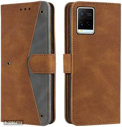 Vivo Y21G Flip Cover Rahishi Flip Cover Compatible for Vivo Y21G Executive Brown, Magnetic Closure