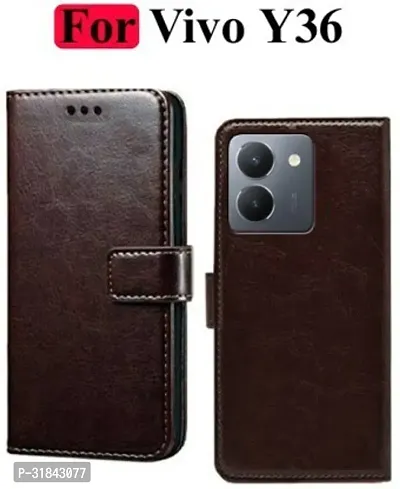 Rahishi Flip Cover Compatible for VIVO Y36 Back Cover Soft Silicon Tpu Flip Cover Coffee Brown