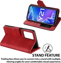 Vivo Y21 Flip Cover Rahishi Flip Cover Compatible for Vivo Y21 Executive Red, Magnetic Closure-thumb2