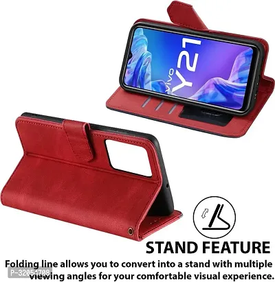 Vivo Y21 Flip Cover Rahishi Flip Cover Compatible for Vivo Y21 Executive Red, Magnetic Closure-thumb3