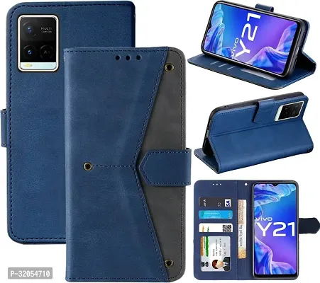 Vivo Y21 2021 Flip Cover Rahishi Flip Cover Compatible for Vivo Y21 2021 Executive Blue, Magnetic Closure