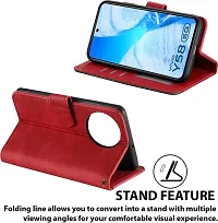 Rahishi Artificial Leather Flip Cover Compatible for vivo Y58 5G CPH2665 Designed Red-thumb2