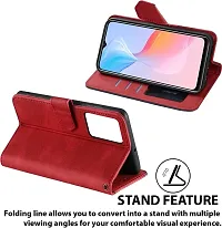 Vivo Y21E Flip Cover Rahishi Flip Cover Compatible for Vivo Y21E Executive Red, Magnetic Closure-thumb2