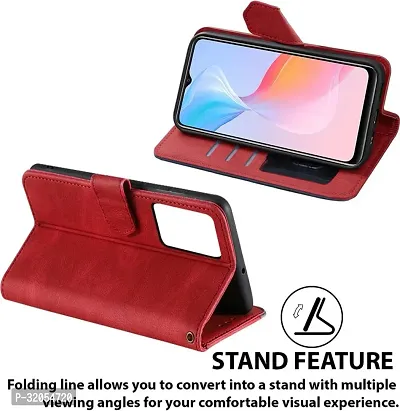 Vivo Y21E Flip Cover Rahishi Flip Cover Compatible for Vivo Y21E Executive Red, Magnetic Closure-thumb3