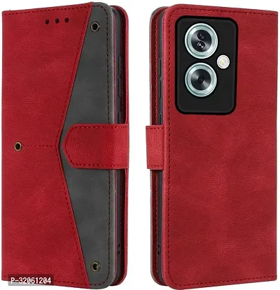 Oppo A79 Flip Cover Rahishi Flip Cover Compatible for Oppo A59 Cover, Executive Red, Magnetic Closure-thumb0