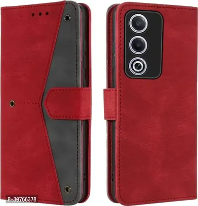 Rahishi Artificial Leather Flip Cover Compatible for OPPO A3 Pro 5G CPH2665 Designed Red